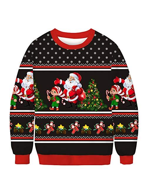 Aibrou Men's Funny Graphics Cosplay Christmas Pullover Sweatshirts Long Sleeve Crewneck