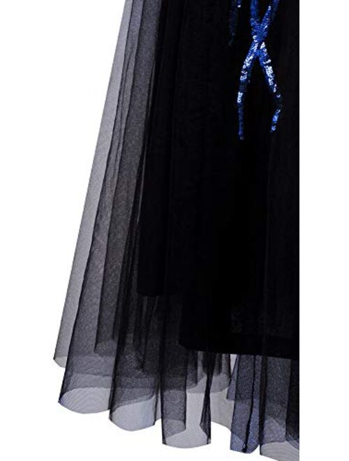 Angel-fashions Women's Pattern Sequin Bateau Cap Sleeve Flapper Mermaid Evening Dress