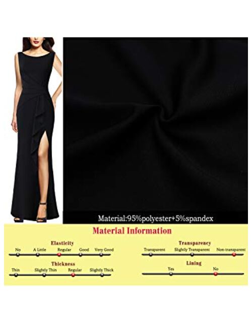 VFSHOW Womens Ruched Ruffles High Split Formal Wedding Party Maxi Dress