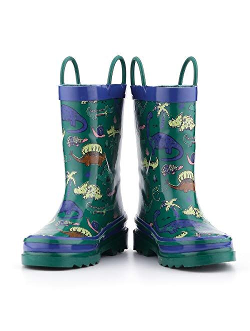 K KomForme Toddler Girl Kid Rubber Rain Boots,Waterproof Outdoor Soft Anti-Sl.