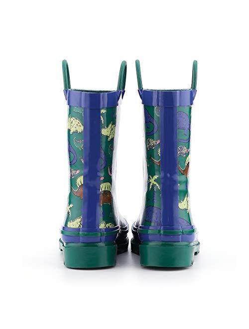 K KomForme Toddler Girl Kid Rubber Rain Boots,Waterproof Outdoor Soft Anti-Sl.