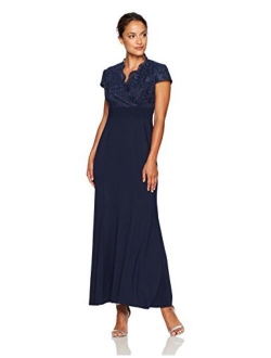 Women's Empire Waist and Lace Ruched Dress (Petite and Regular)