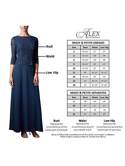 Alex Evenings Women's Empire Waist and Lace Ruched Dress (Petite and Regular)