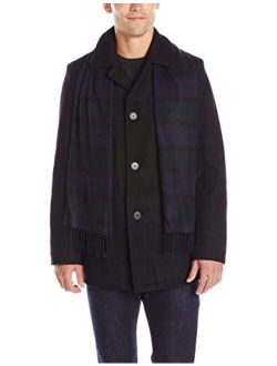 Men's Wool Melton Walking Coat with Detachable Scarf