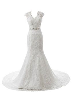 Ubridal Real Pictures Embroidery Lace Mermaid Court Wedding Dresses Bridal Gowns