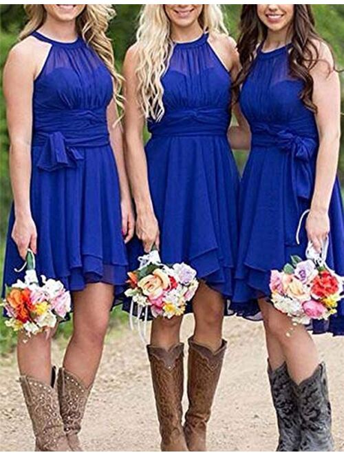 Faxpox Women's Knee Length Country Bridesmaid Dress Western Wedding Guest Dress