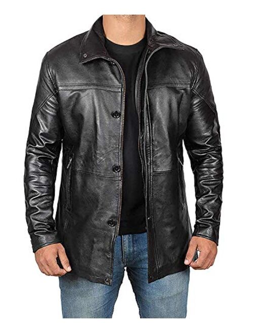 Mens Black Leather Jacket | Real Lambskin Jackets Car Coat
