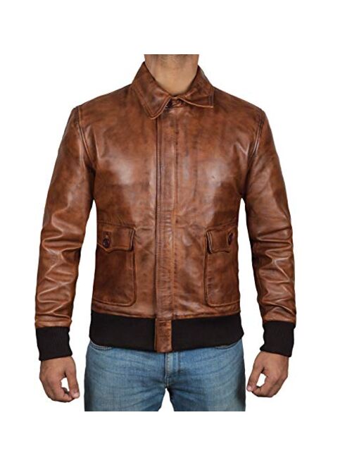 Blingsoul Leather Bomber Jackets for Men -100% Real Leather Jacket for Mens