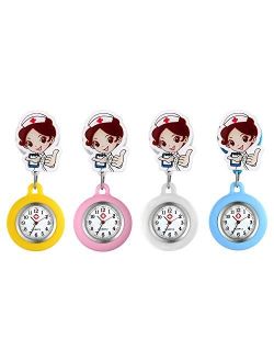 Women's Nurse Watch Clip-on Stethoscope Badge Doctors Medical Lapel Pocket Clasp Fob Watches Cute Style for Girls