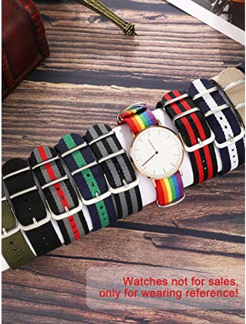 10 Pieces Nylon Watch Band Watch Straps Replacement with Stainless Steel Buckle for Men and Women's Watch Band Replacing, 18 mm (Classic Colors)