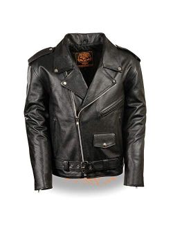 Milwaukee Leather Men's Classic Police Style M/C Jacket Big 3X - Lkm1781-Black -3X