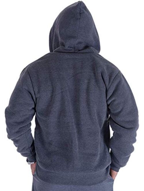 Men's Sherpa Lined Zip Up Hoodie Thick Warm Winter Outdoor Jacket Hooded Sweatshirt