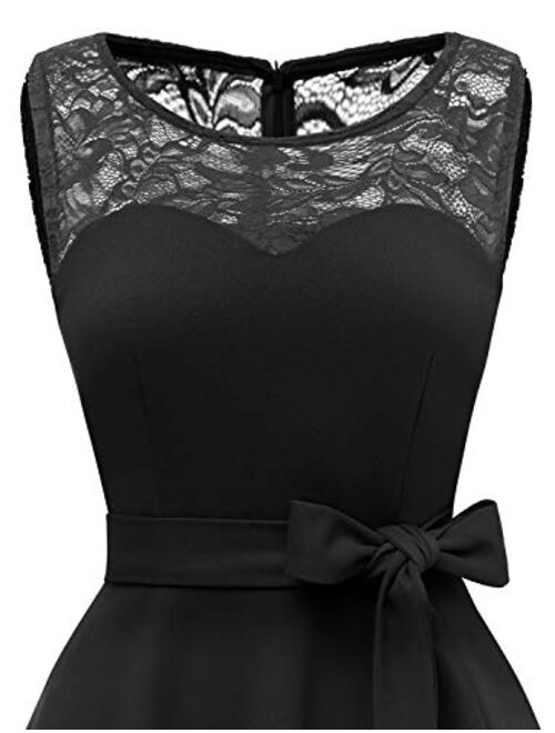 Gardenwed Women's Vintage Floral Lace Cocktail Formal Swing Dress Hi-Lo Bridesmaid Dresses Homecoming Dress for Party