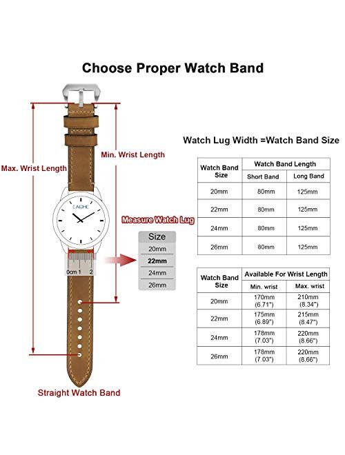 Leather Watch Bands for Men,Vintage Crazy Horse Leather & Vegetable Tanned Leather & Oil Waxed Leather Thick Watch Bands 20mm 22mm 24mm 26mm