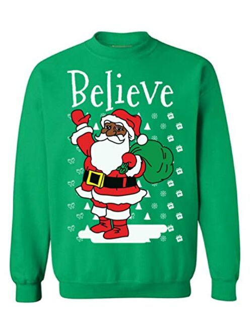 Awkward Styles Believe Santa Sweatshirt African American Santa Sweater