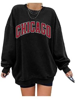 Kaxindeb Women's Los Angeles California Oversized Batwing Long Sleeve Sweatshirts Crewneck Pullover Tops