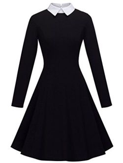 HOMEYEE Women's Doll Collar Wear to Work Swing A-Line Party Casual Dress A016