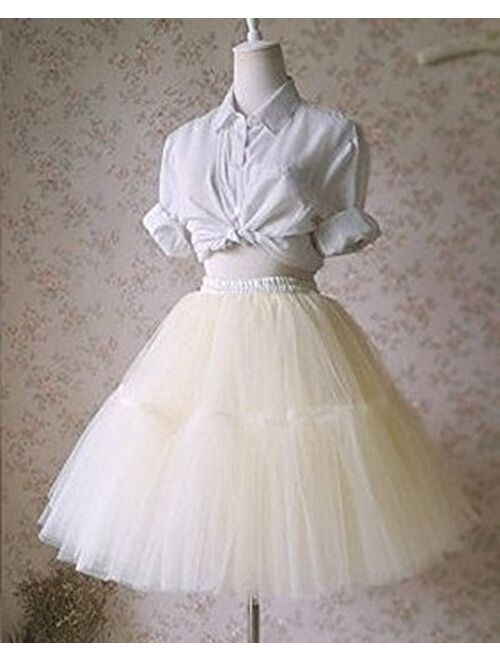 FOLOBE Adult Ballet Tutu Layered Organza Lace Mini Skirt Women's Princess Petticoat for Prom Party