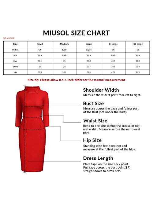 Miusol Women's Retro Half Collar 1950s Style Pockets Party Pencil Dress