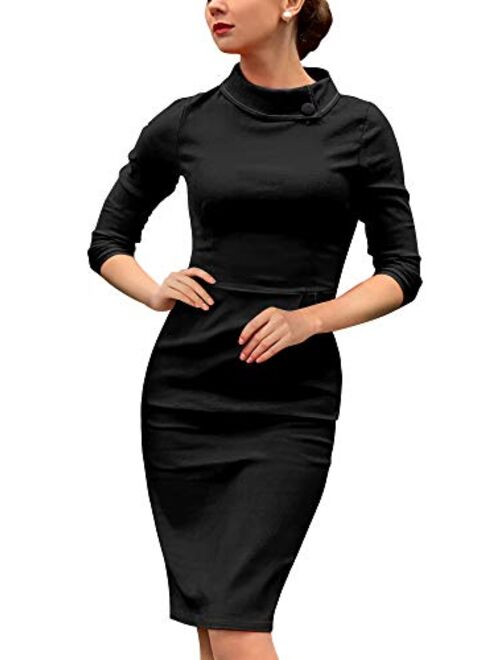 Miusol Women's Retro Half Collar 1950s Style Pockets Party Pencil Dress