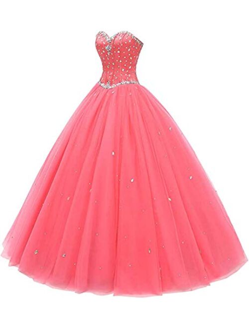 Likedpage Women's Sweetheart Ball Gown Tulle Quinceanera Dresses Prom Dress