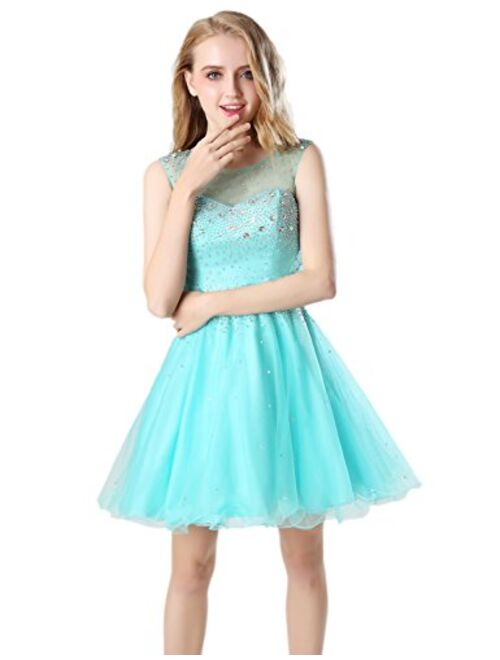 Sarahbridal Women's Short Tulle Beading Homecoming Dresses Prom Party Gowns