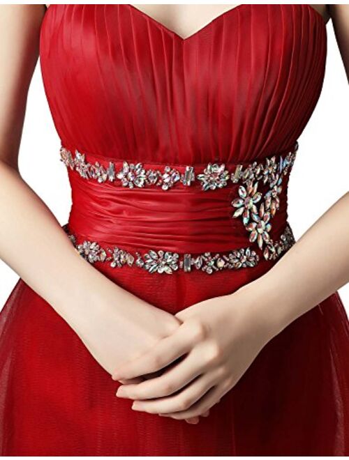 Sarahbridal Women's Tulle Hi-Low Beading Prom Dresses Evening Homecoming Cocktail Gowns