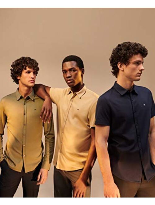 Calvin Klein Men's Short Sleeve Liquid Touch Polo Button Down Shirt