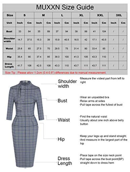 MUXXN Women's Classic Vintage Tie Neck Formal Cocktail Dress with Pocket
