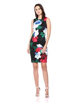 Women's Sleeveless Round Neck Sheath Dress