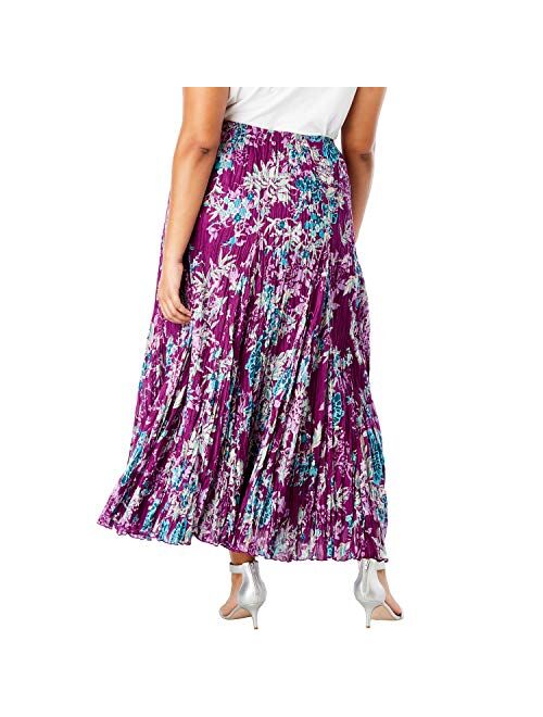 Jessica London Women's Plus Size Cotton Crinkled Maxi Skirt