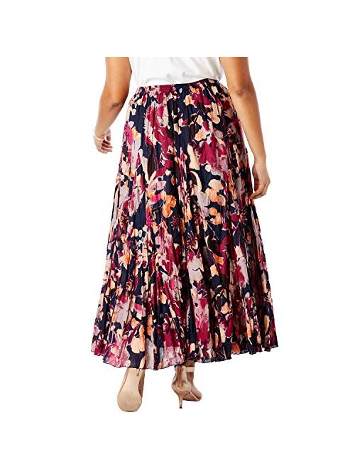 Jessica London Women's Plus Size Cotton Crinkled Maxi Skirt