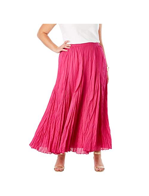 Jessica London Women's Plus Size Cotton Crinkled Maxi Skirt