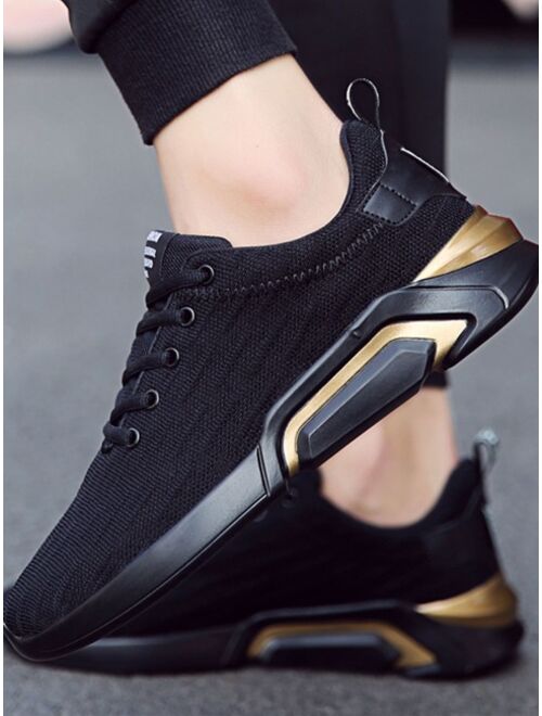 Men Lace-up Front Knit Sneakers