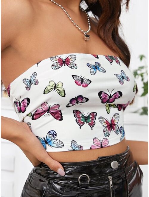Shein Butterfly Print Tube Top