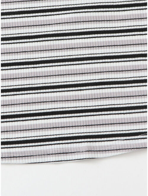 Shein Striped Rib-knit Crop Tee