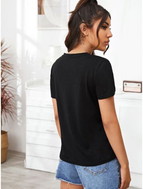 Shein Pocket Patched Solid Tee