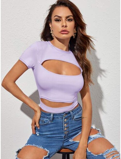 Shein Cutout Detail Form Fitted Crop Top