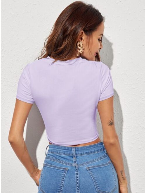 Shein Cutout Detail Form Fitted Crop Top