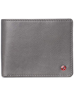 RFID Protected Mens Spencer Leather Bifold Wallet 2 ID Windows Divided Bill Section Comes in Gift Box