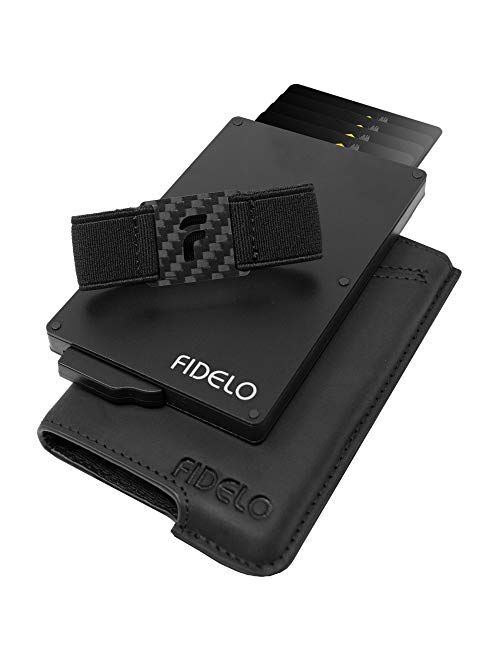 FIDELO Minimalist Wallet for Men - Slim Credit Card Holder RFID Mens Wallets with Cash Pocket Removable Case