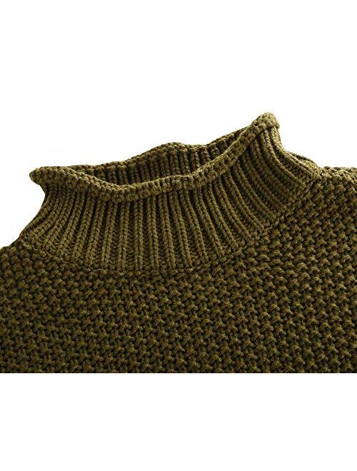 kayamiya Women's Turtleneck Sweaters Slouchy Puff Sleeve Chunky Knit Oversized Pullover Tops