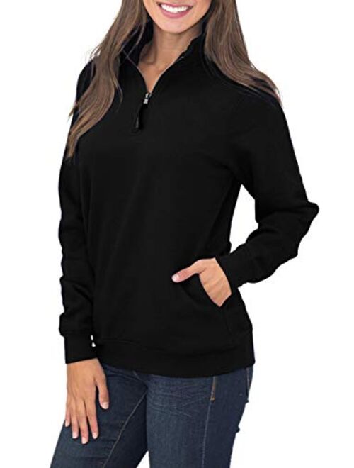 Dearlove Women's Long Sleeve 1/4 Zip Fleece Pullover Sweatshirts Pocket Outwear