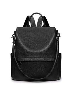 S-ZONE Women Genuine Leather Backpack Purse Anti-theft Travel Rucksack Convertible Shoulder Bag Medium