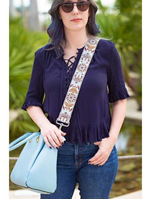 White Jacquard Woven Handbag & Purse Strap Replacement