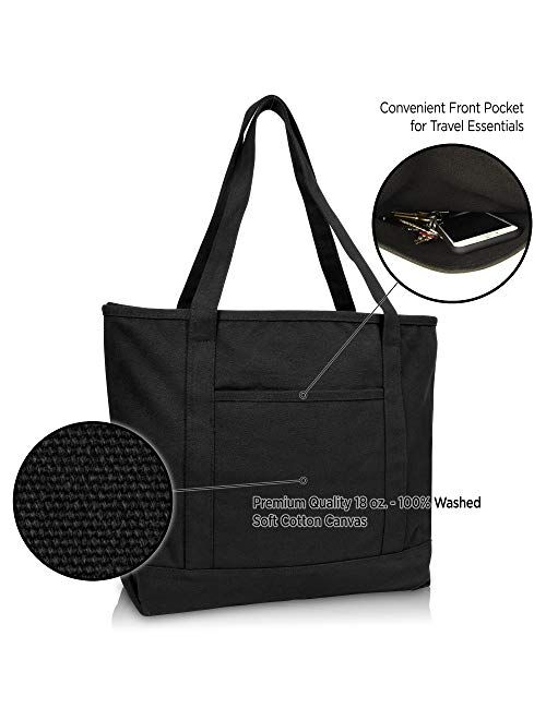 DALIX 20 Cotton Canvas Shopping Tote Bag
