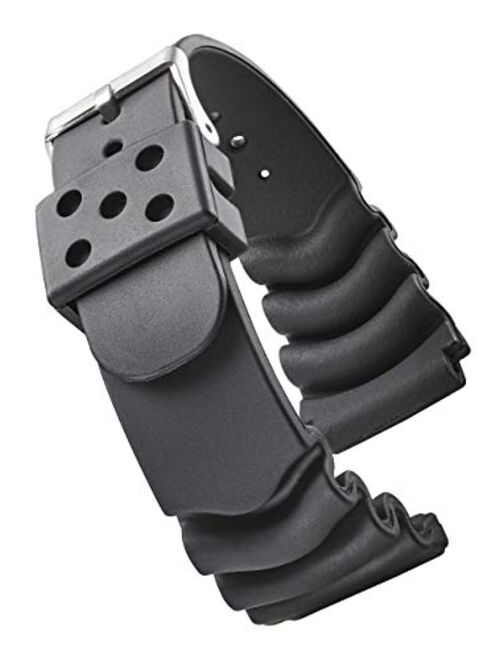 Alpine Heavy Duty Black Rubber Watch Band for Diver Watches for Wider Wrist ONLY (Fits Wrist Sizes 7 1/2 to 9 inch) - 18XL, 22XL