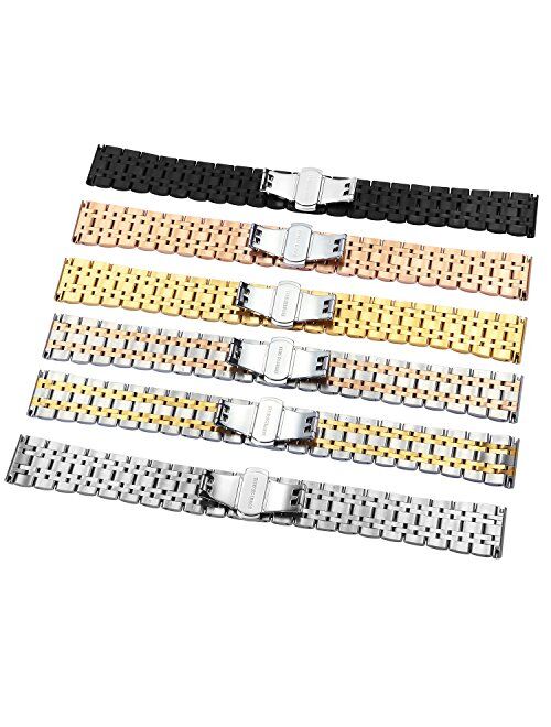 BINLUN Stainless Steel Watch Band 6 Color(Gold, Silver, Black, Rose Gold, Gold Tone, Rose Gold Tone) 17 Size (10mm - 26mm) Valentine Gifts