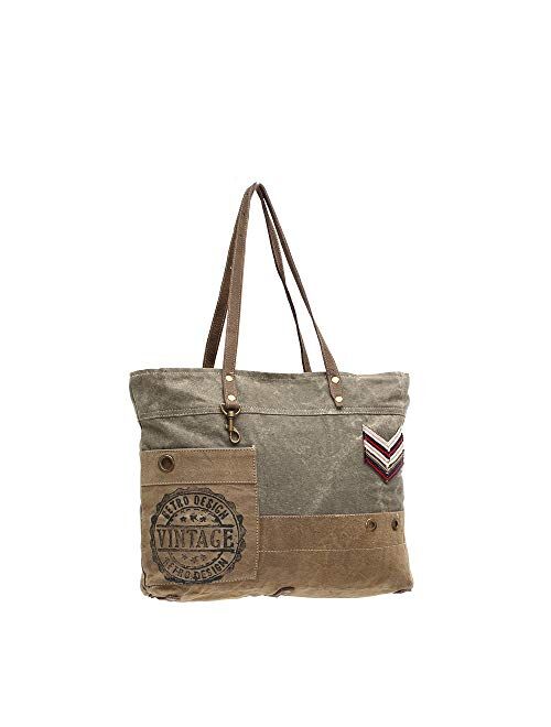 Myra Bags Military Badge Upcycled Canvas Tote Bag S-0934