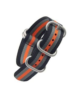 Black/Grey/Orange High-end Superior NATO Style Ballistic Nylon Watch Band Strap Replacement for Men